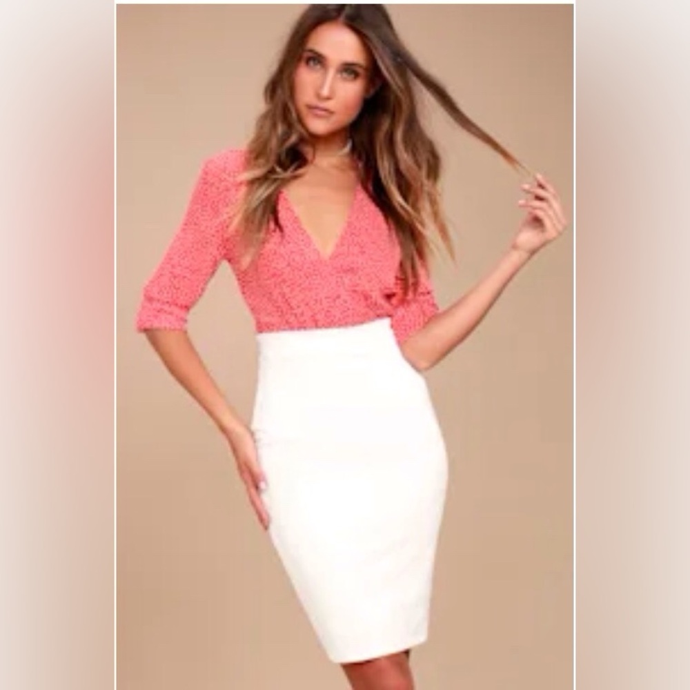 Lulu's White High-Waist Pencil Skirt